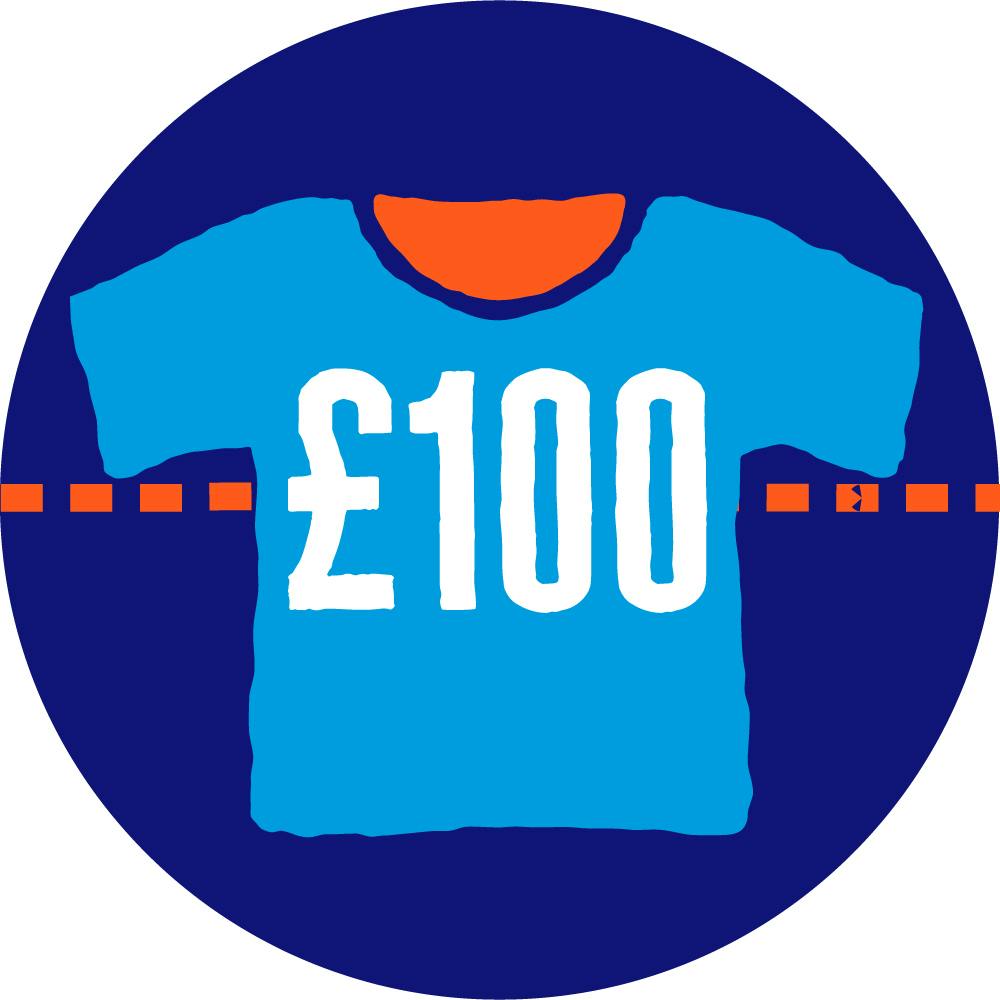 £100 raised badge