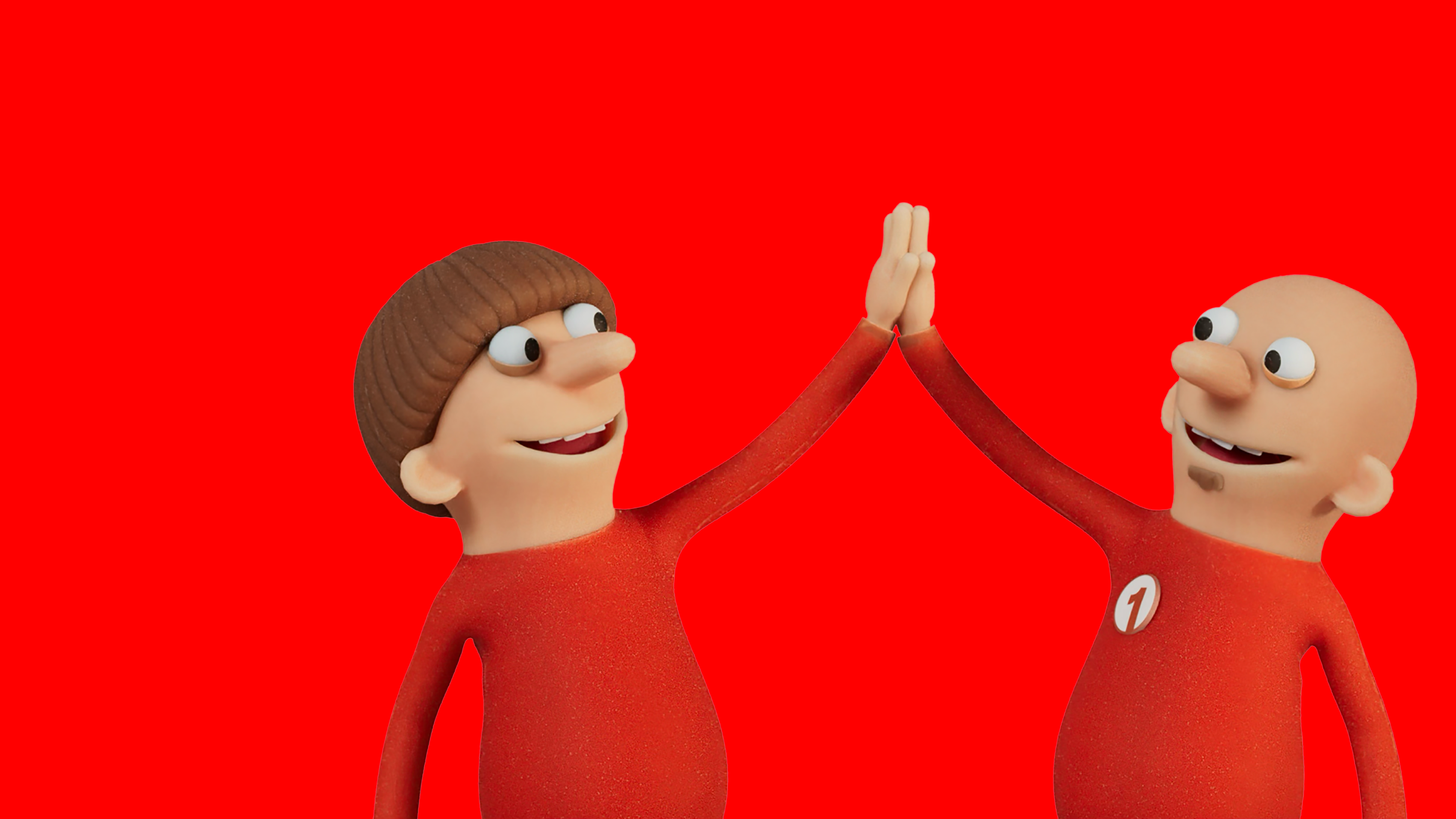 Tegneserie figurer som gir hverandre en high five