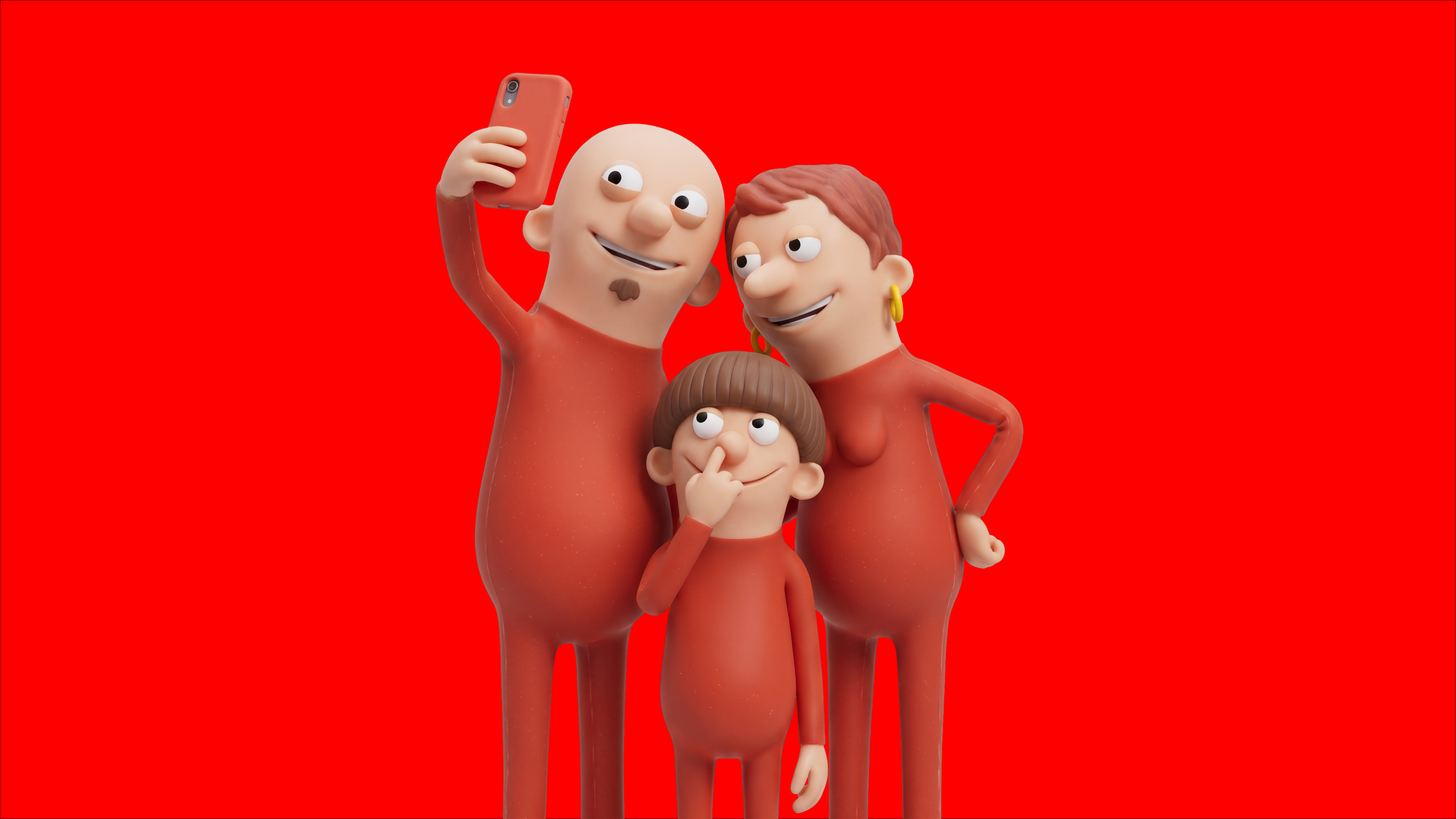 Familie som tar selfie