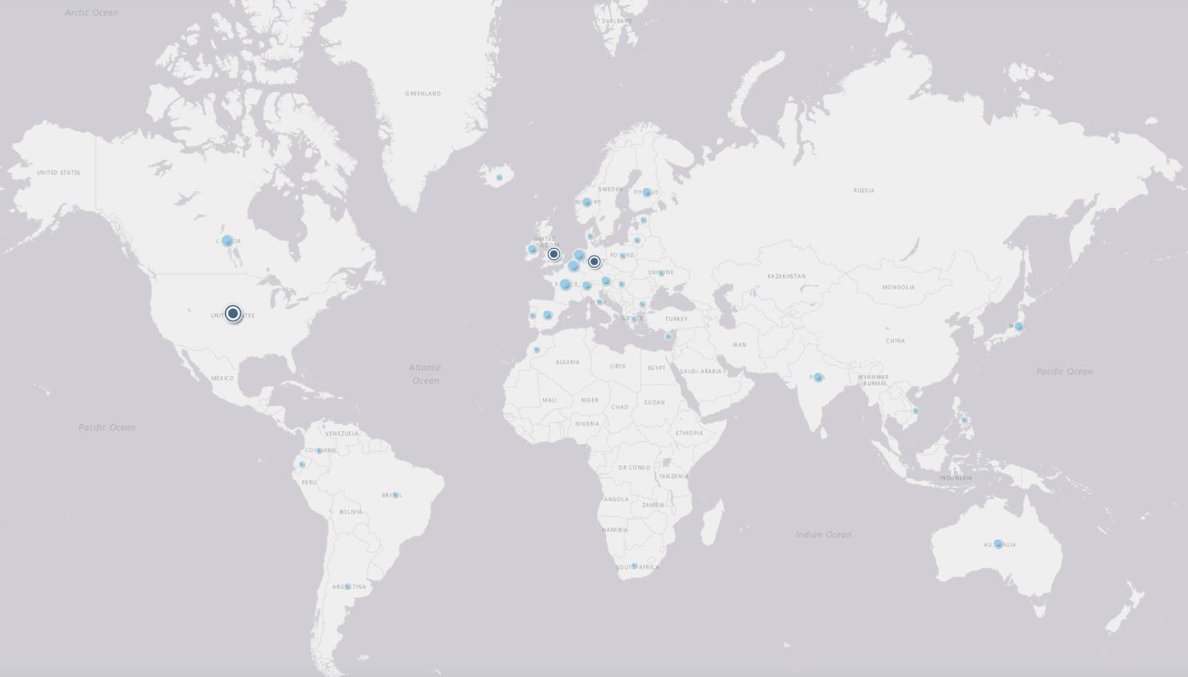Drupal Business Survey 2020 locations of the participants