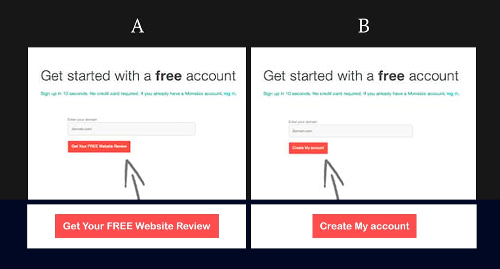 UX copy voorbeeld