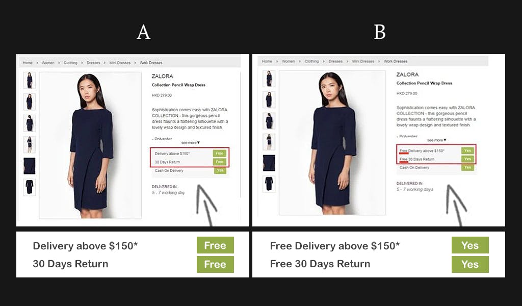 UX Copy in webshop