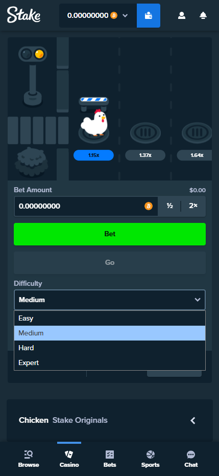 1 - Choose a difficulty from Easy to Expert.