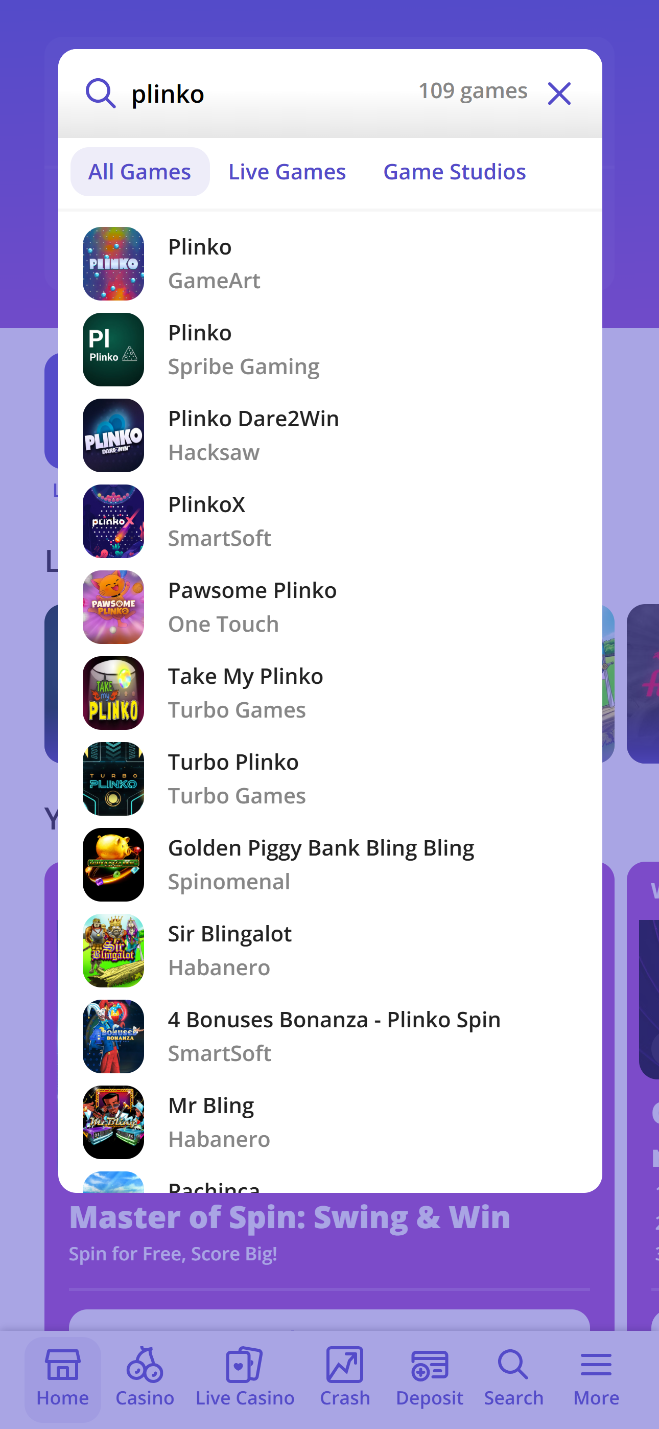 Step3. Pick Your Plinko Game to Play