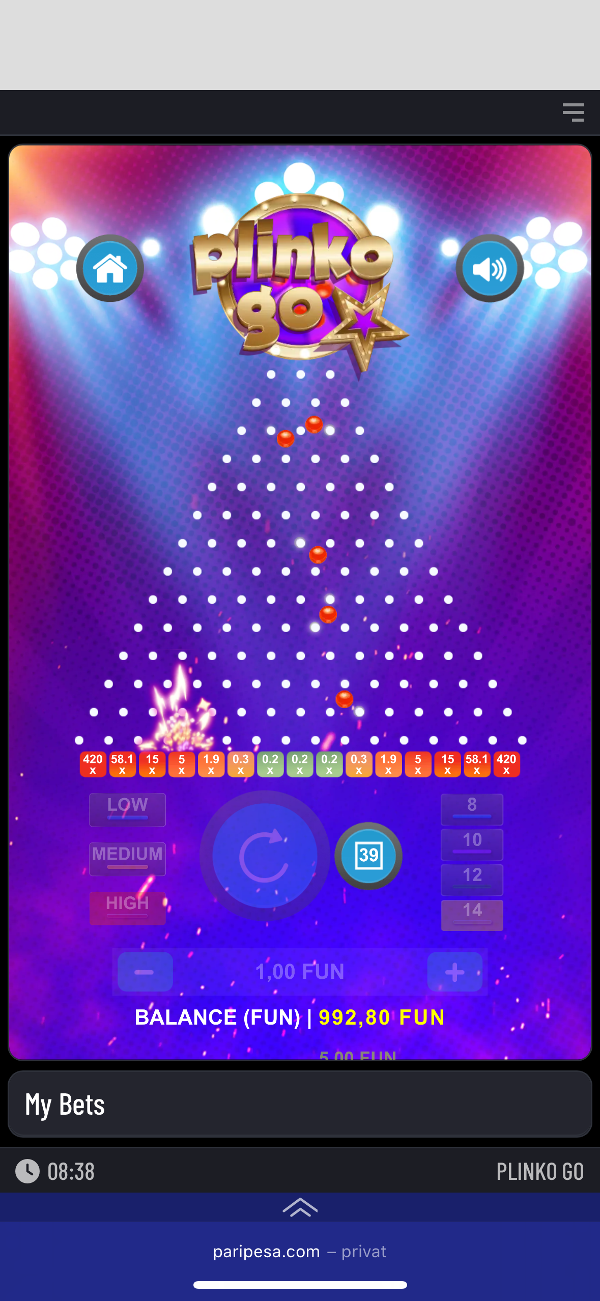 Plinko Go 1X2Gaming Desktop Thumbnail