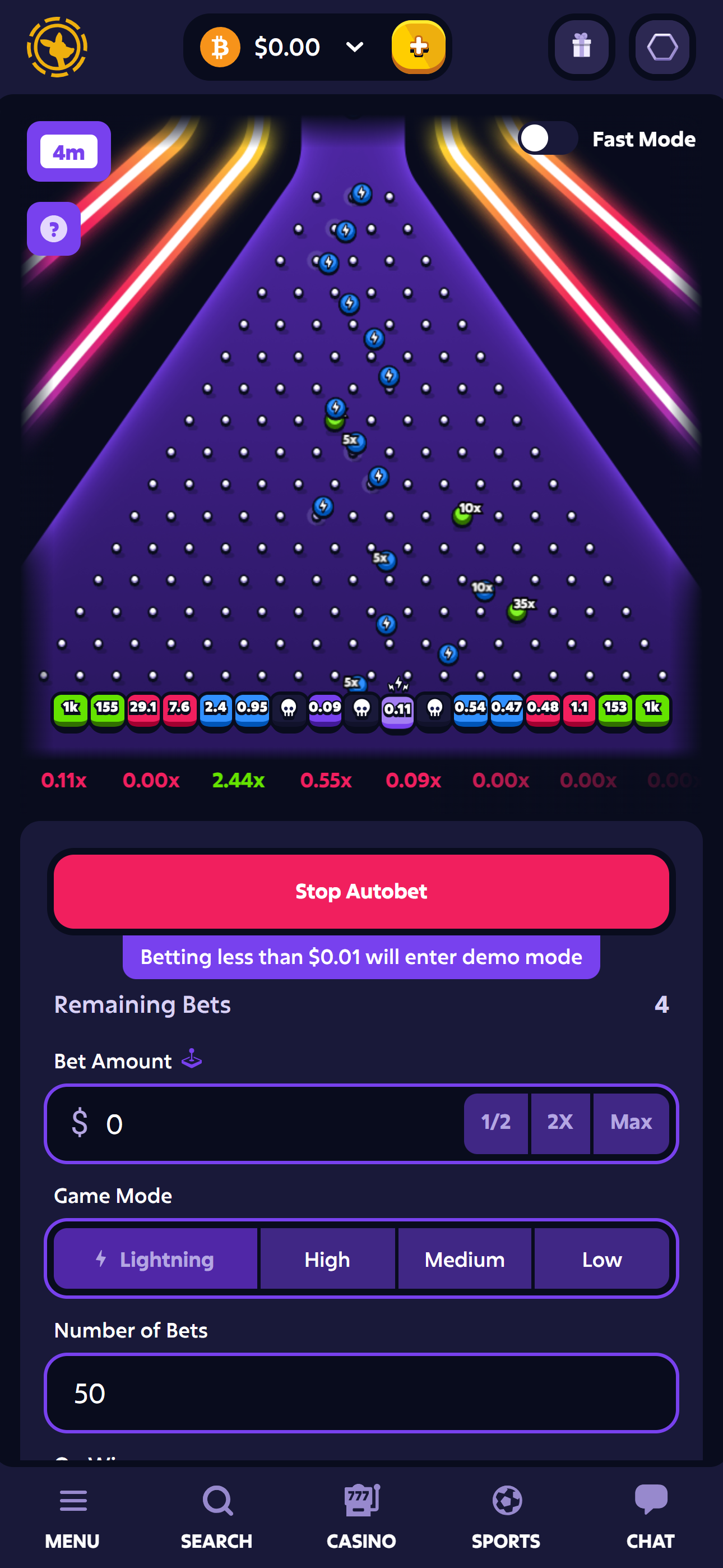 Roobet Plinko Lightning Mode