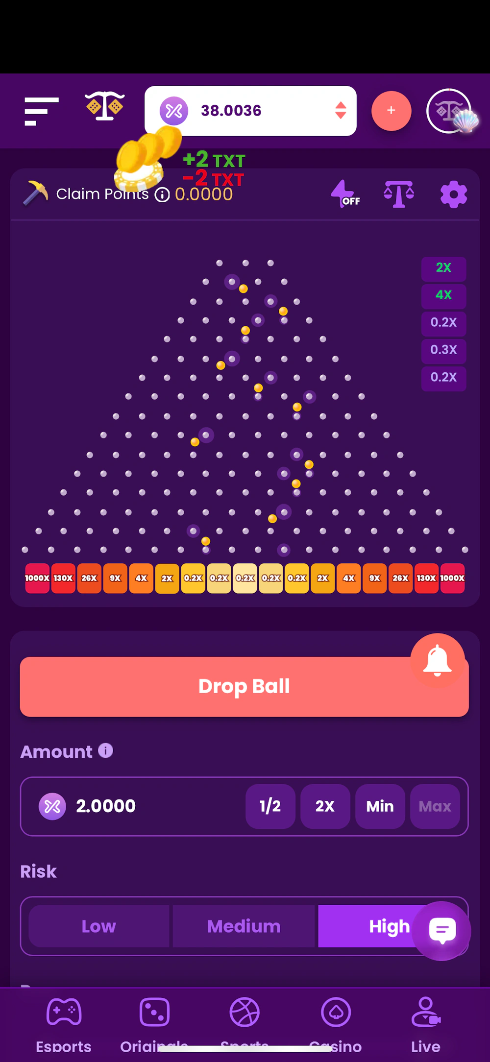 TrustDice Crypto Plinko