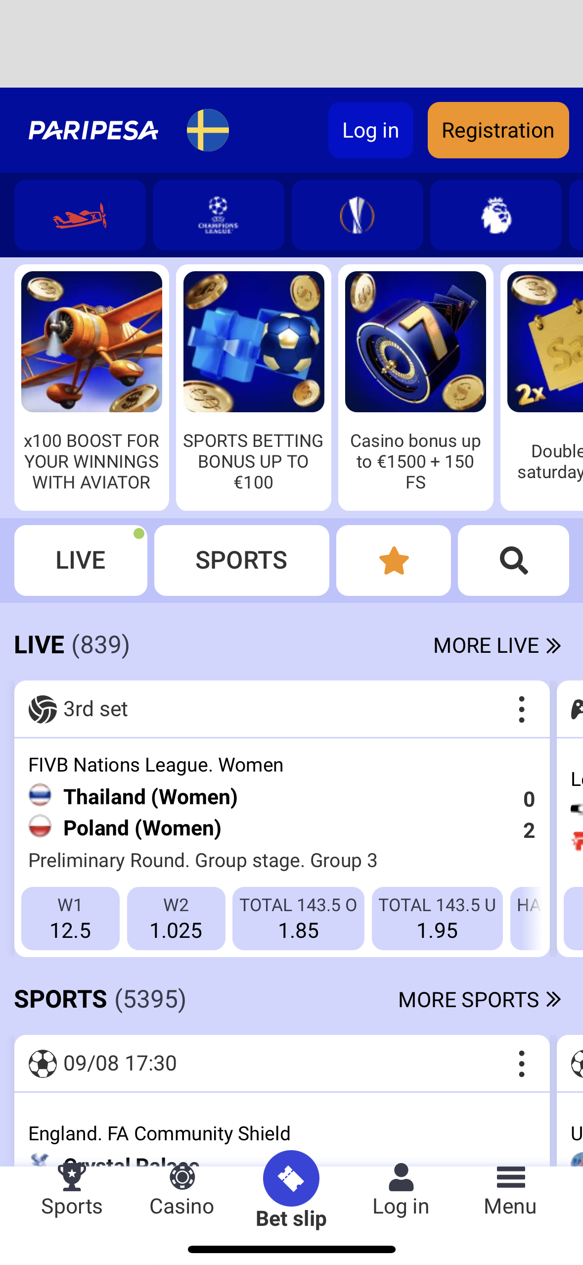 Step1. Jump from Sports to Casino