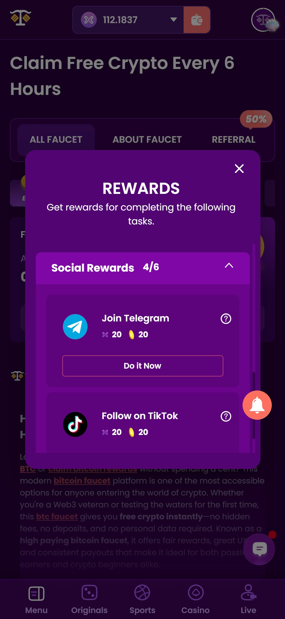 Complete tasks and receive rewards