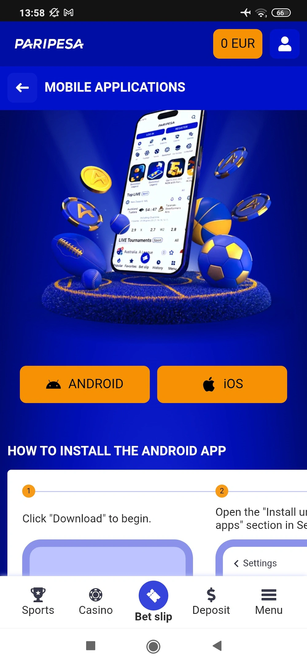 2 - Go to the App page.