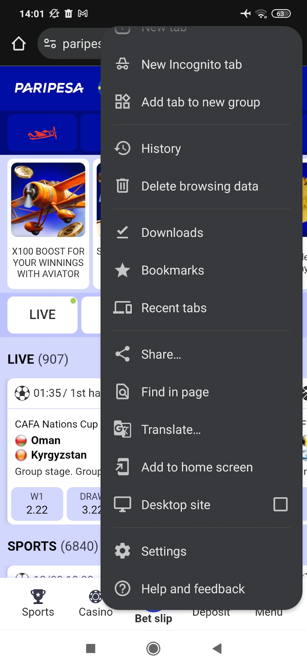 2 - Select "Add to home screen" in the browser menu.