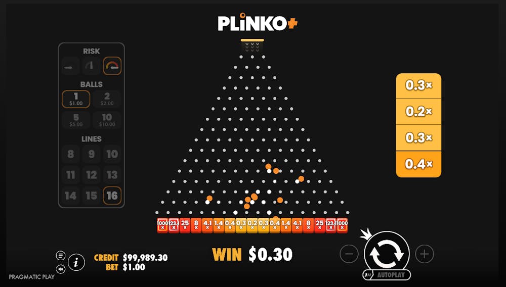 Plinko+ High Volatility Play