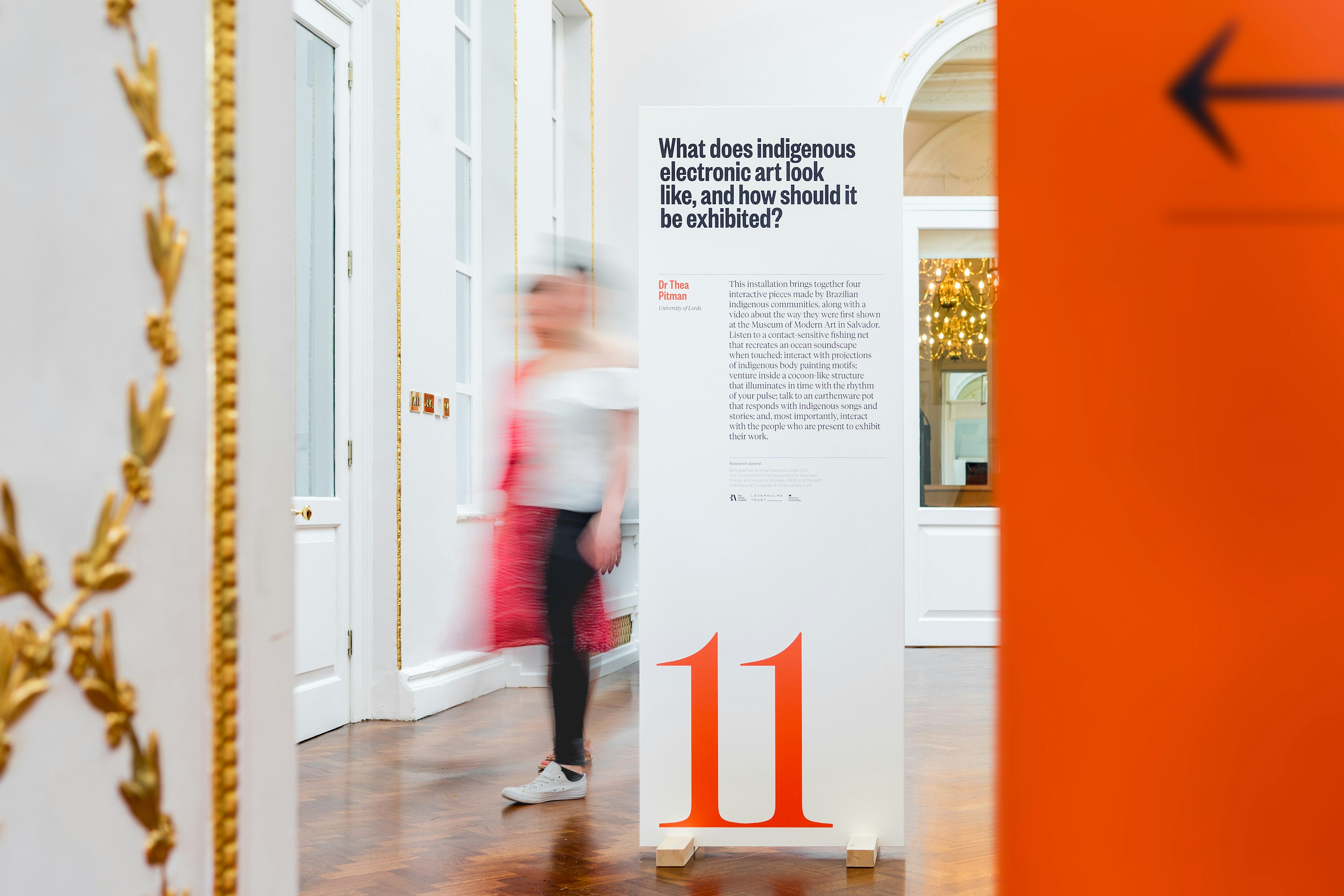 Exhibition signs for the British Academy Summer Showcase in 2019.