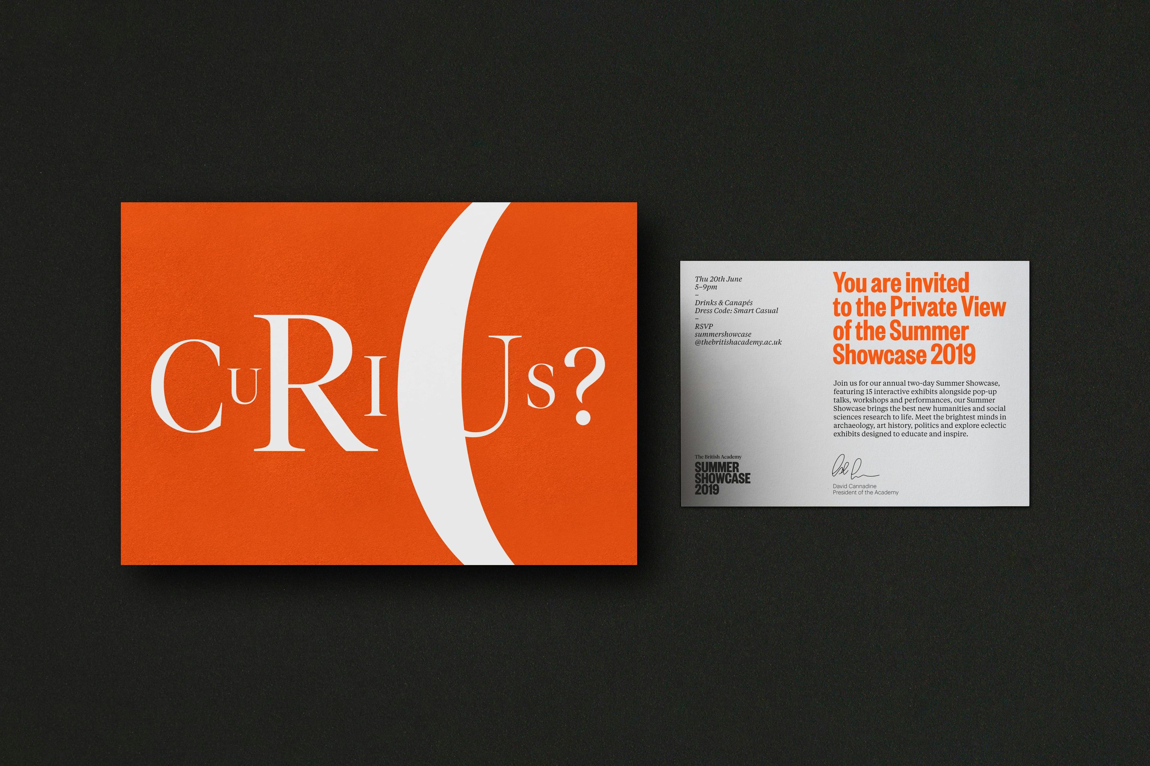 A design for an invitation to the British Academy Summer Showcase.