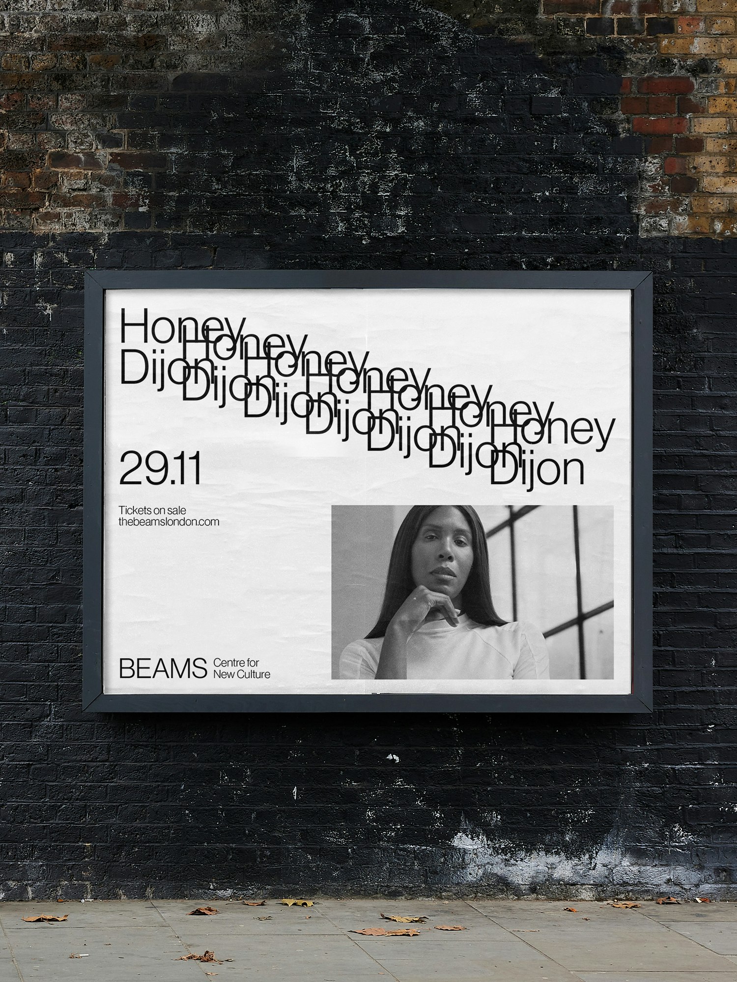 An out-of-home advertising campaign for a Honey Dijon event at the Beams.