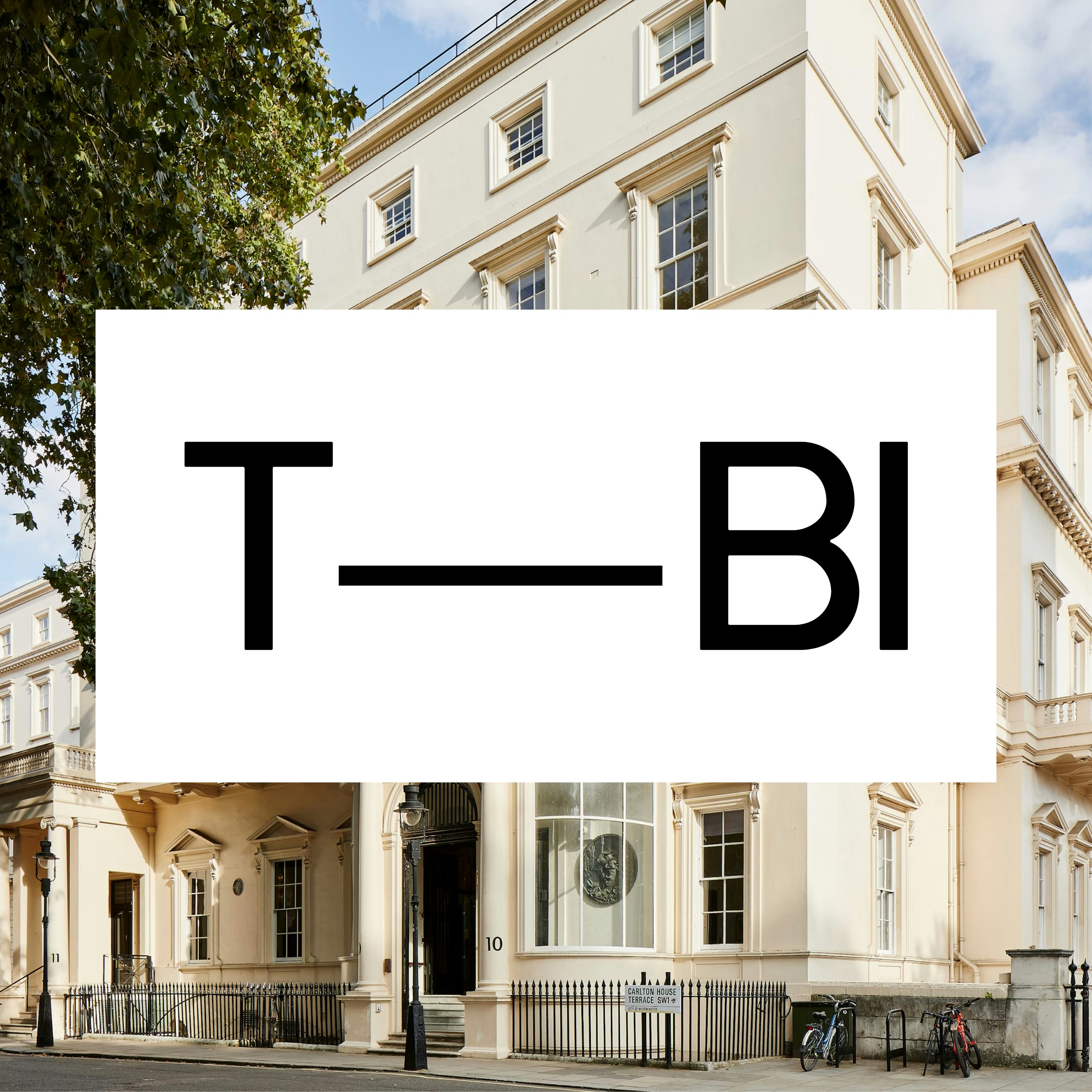 The Brand Identity logo over a photograph of the front of the British Academy at Carlton House Terrace