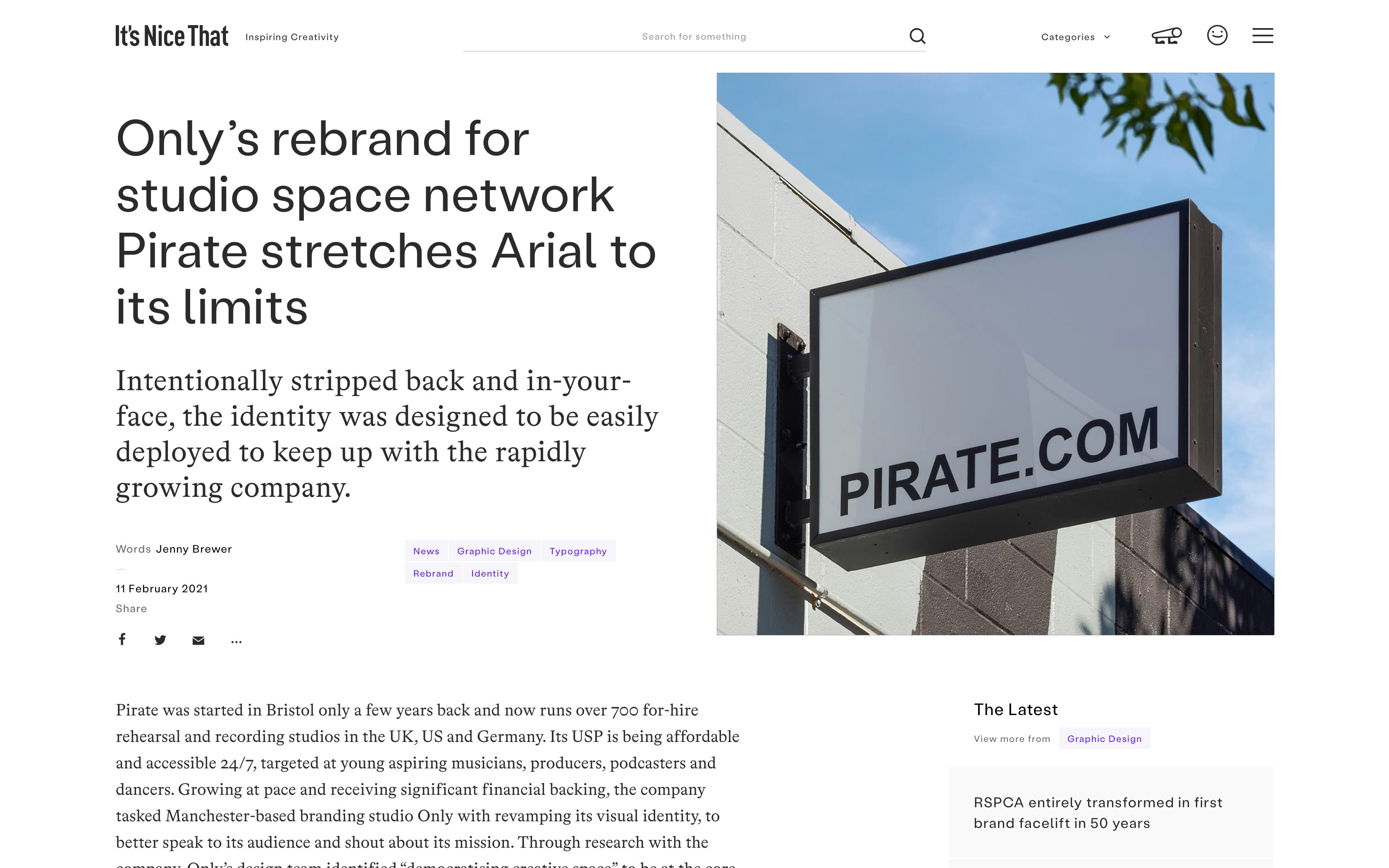 Pirate identity featured on It's Nice That