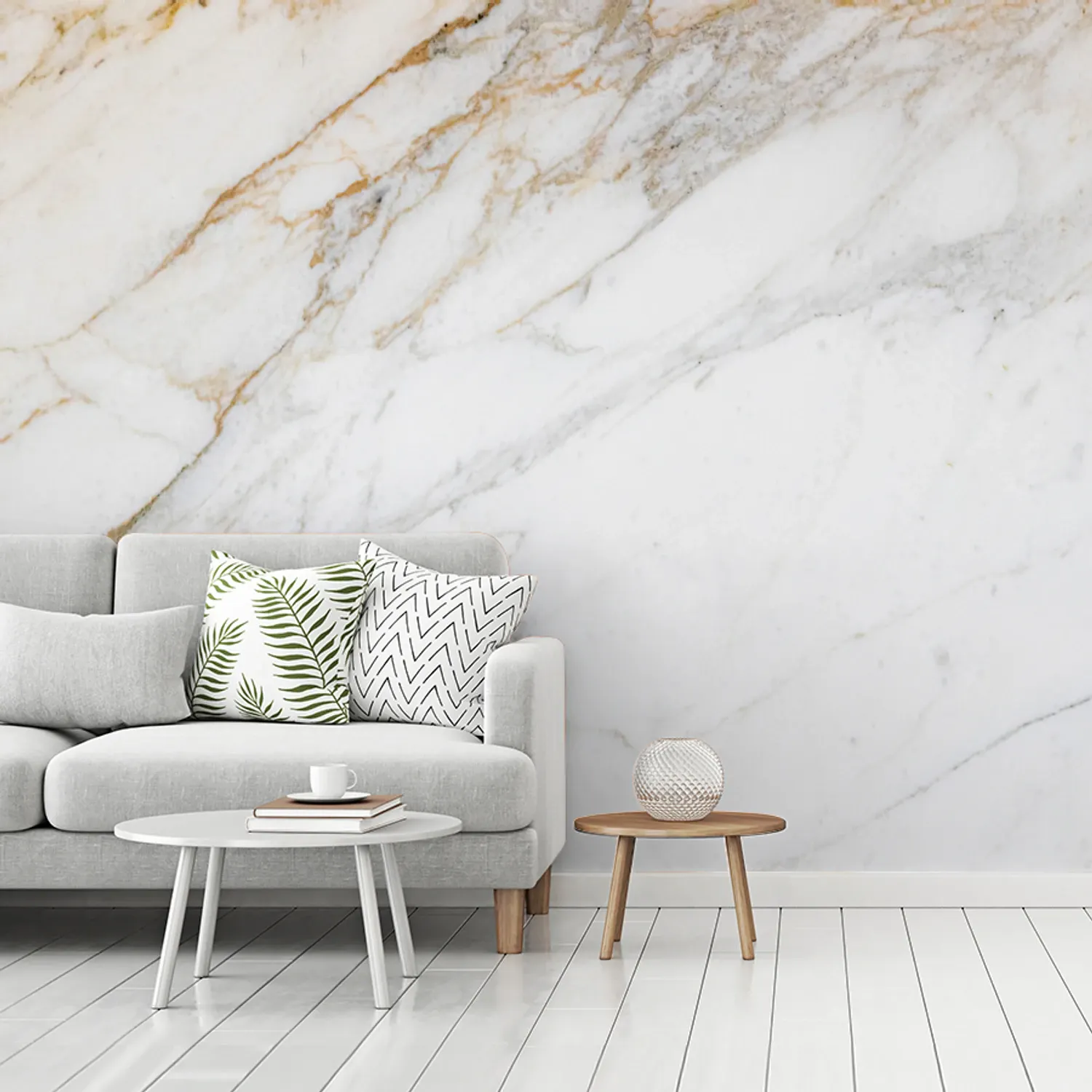 Behang - Marmer - Steen - Wit - Goud - Marmerlook - Steen - Luxe