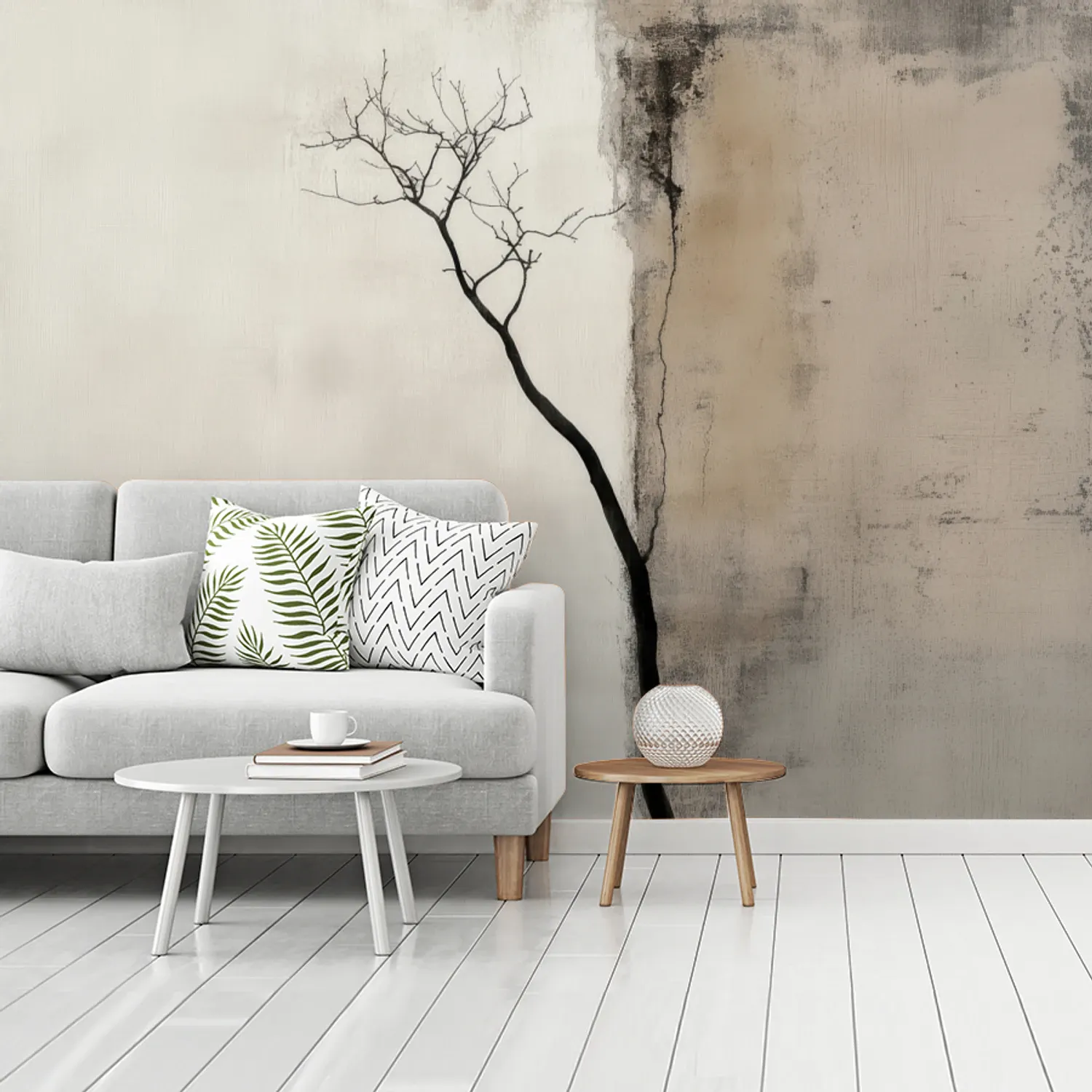 Behang - Wabi sabi - Plant - Beige