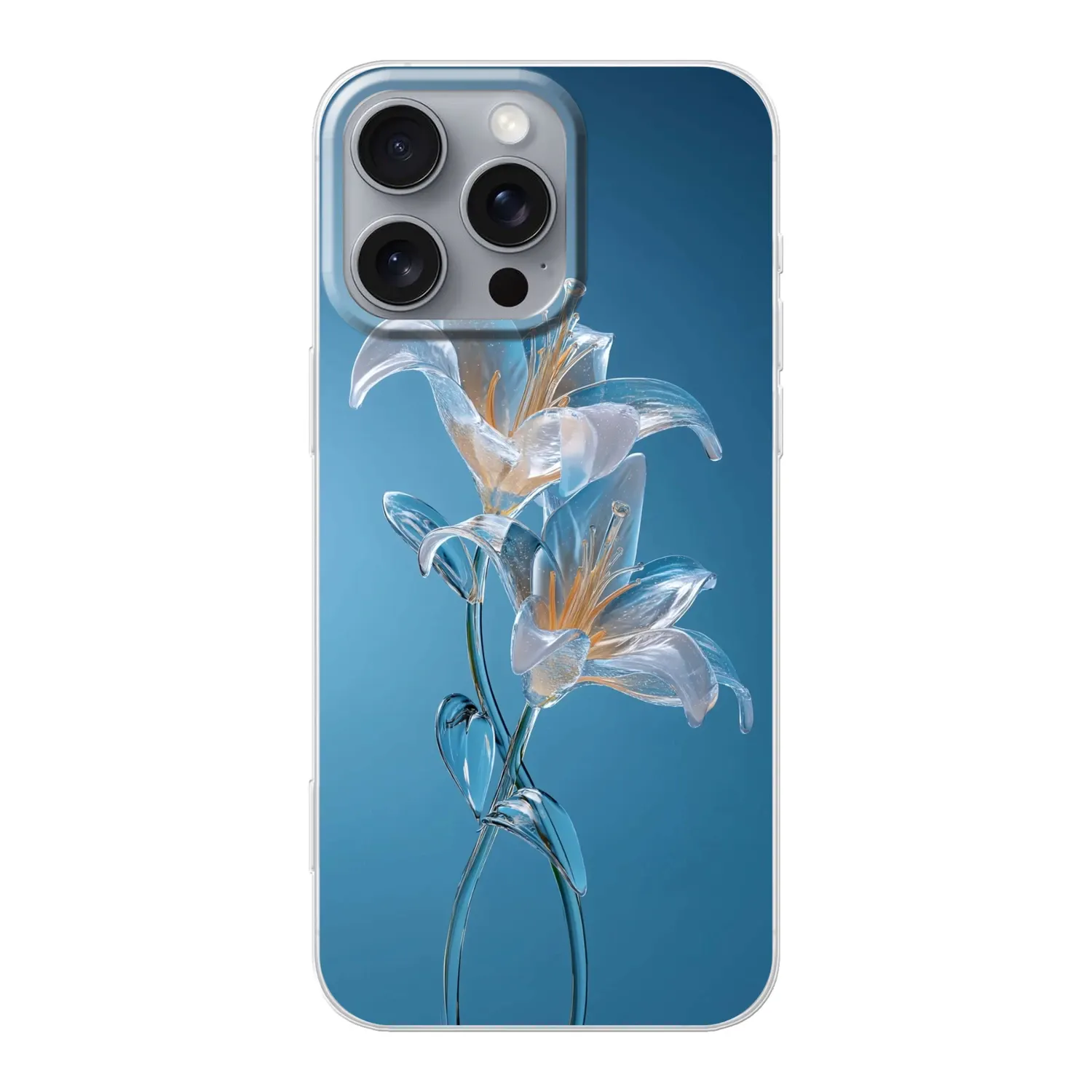 Telefoonhoesje - Lelies - Blauw - Glazen
