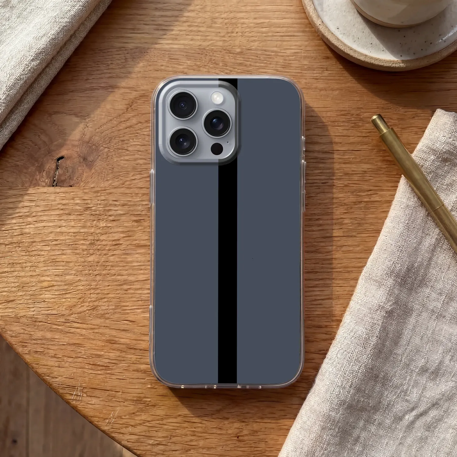 Telefoonhoesje - Blauw - Zwart - Streep - Minimalistisch
