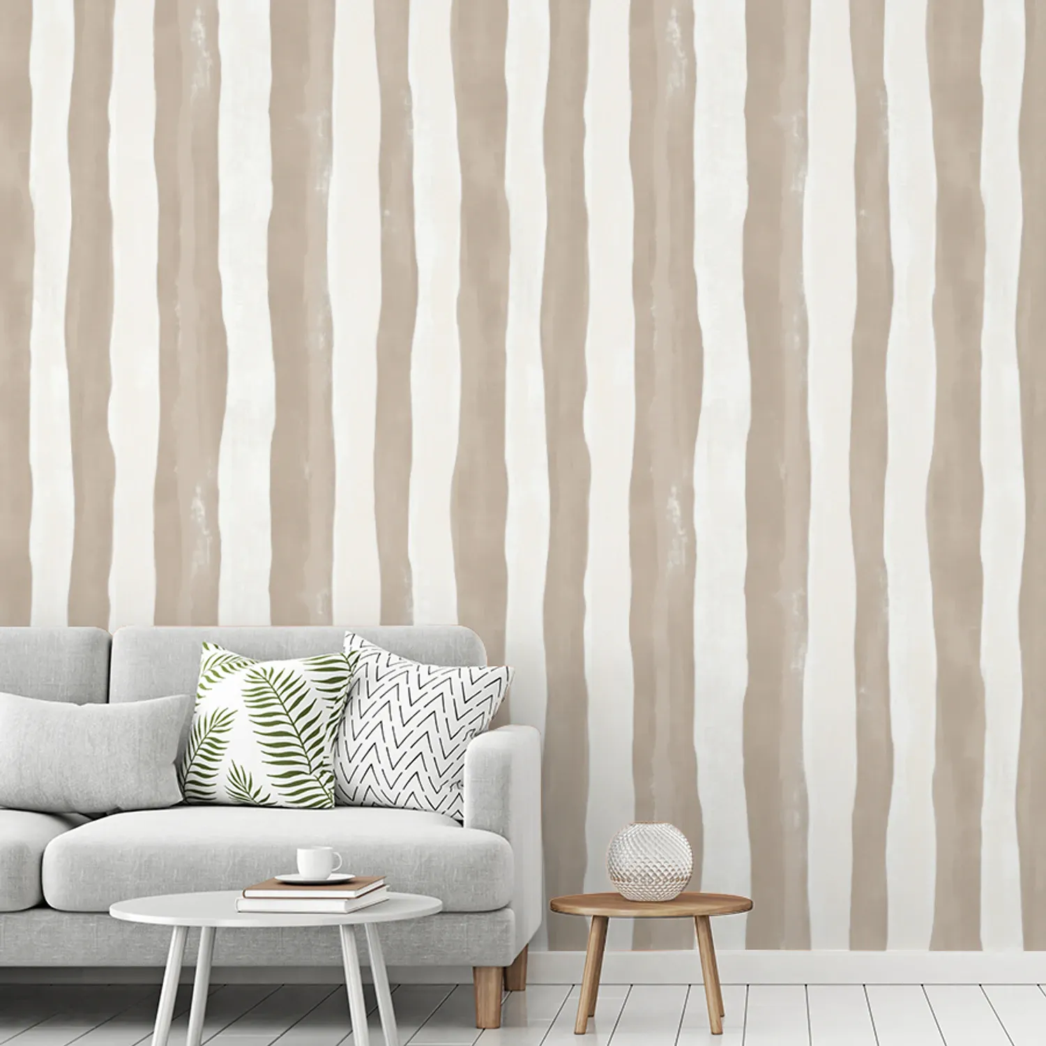 Behang - Minimalistisch - Strepen - Beige