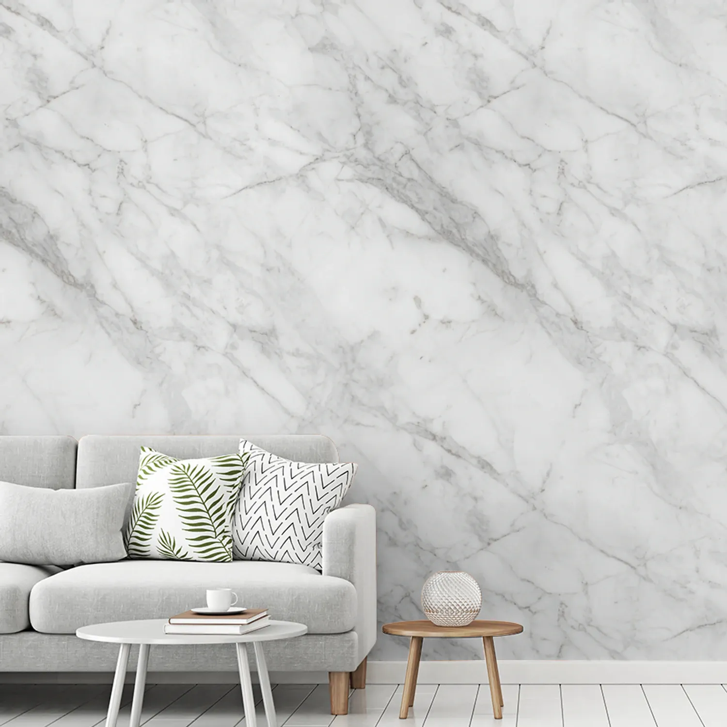 Behang met een klassieke grijs marmer look