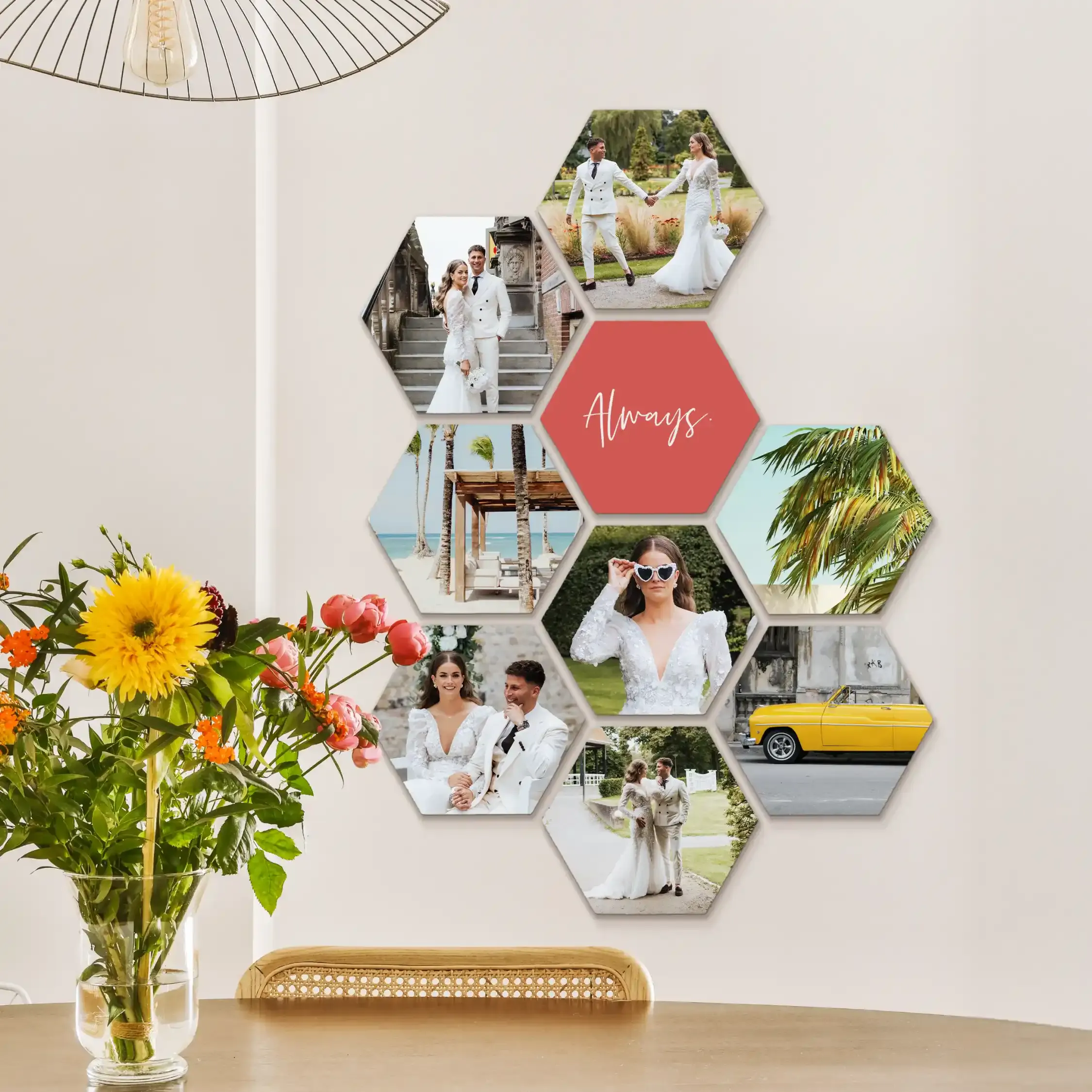 Hexagon foto met eigen afbeeldingen