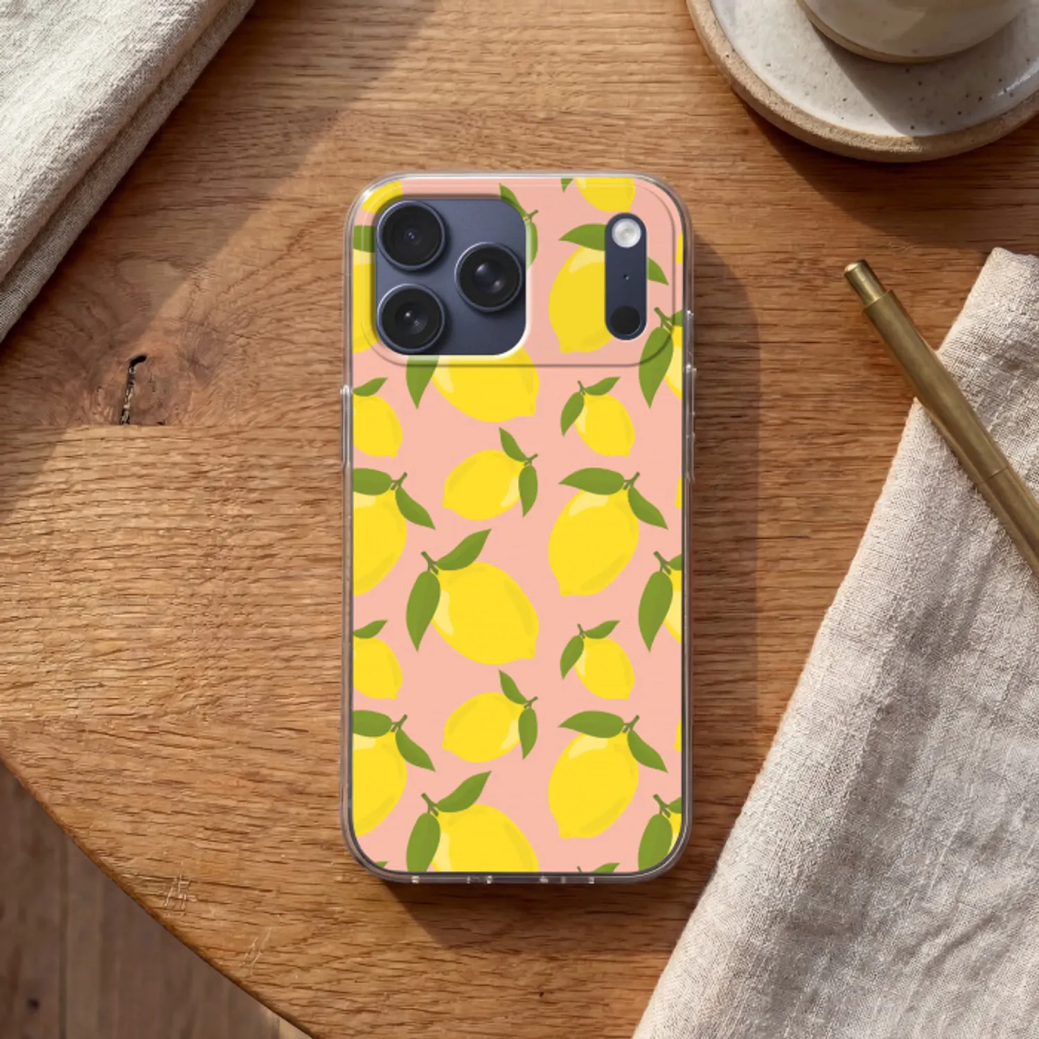 Telefoonhoesje Softcase - Citroenen - Geel - Roze - Patroon - Vruchten