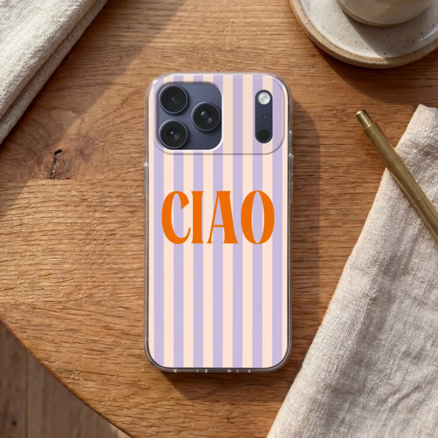 Telefoonhoesje Softcase - Ciao - Quote - Pastel - Strepen