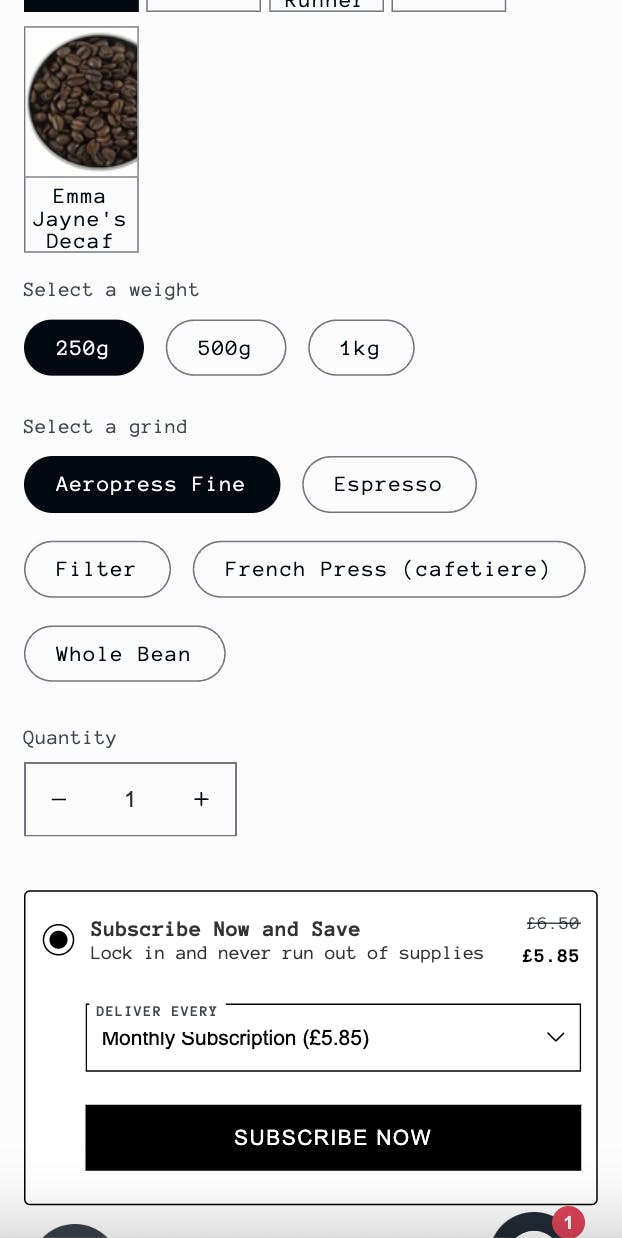 Carburettor Coffee product page