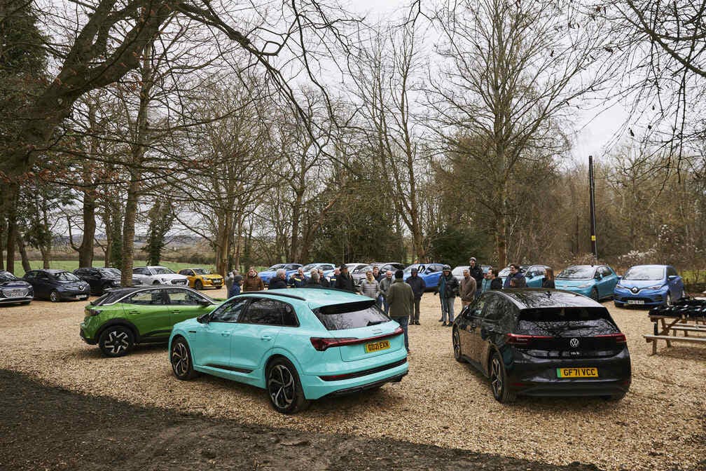 Electric cars parked together