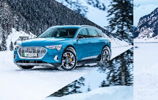 Audi e-tron electric car in the snow