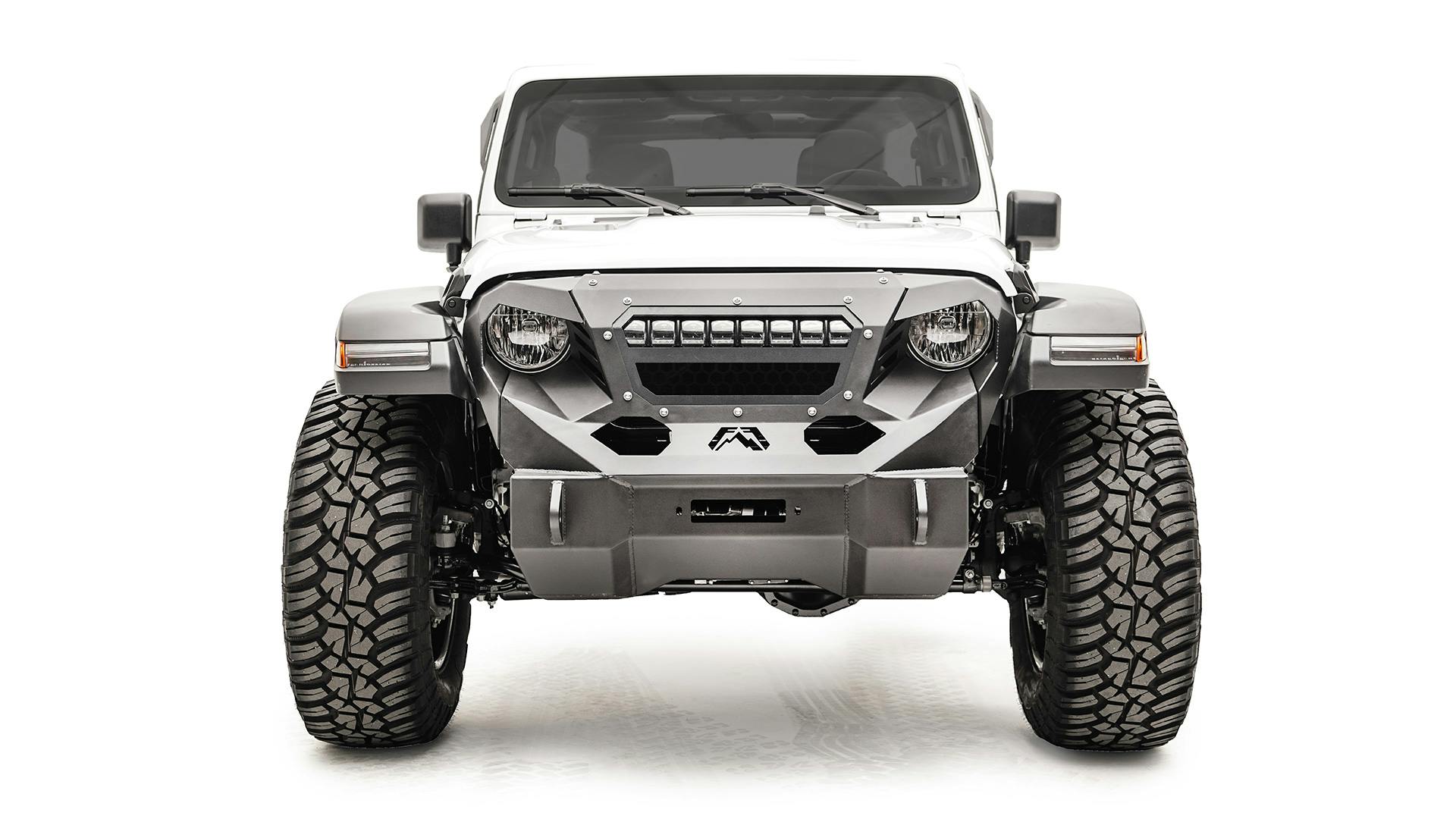 Grumper Light Bar Mount; 20 In. Light Bar; 11 Gauge Steel Construction; 2 Stage Matte Black Powder Coat w/Epoxy Primer