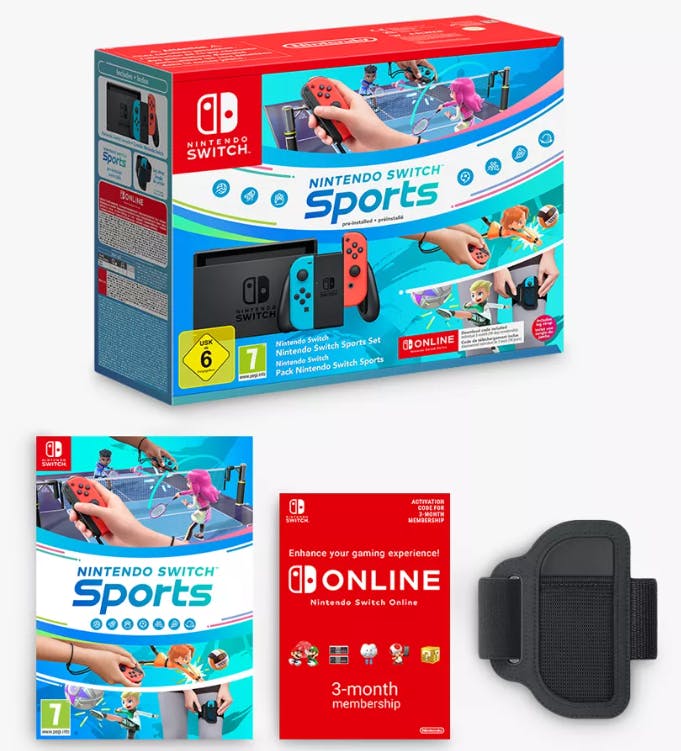  Nintendo Switch Sports Set with 32GB Switch Console & Joy-Con, Neon Red & Blue, & Nintendo Switch Sports: £259.99 