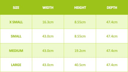 Parcel locker compartment sizes