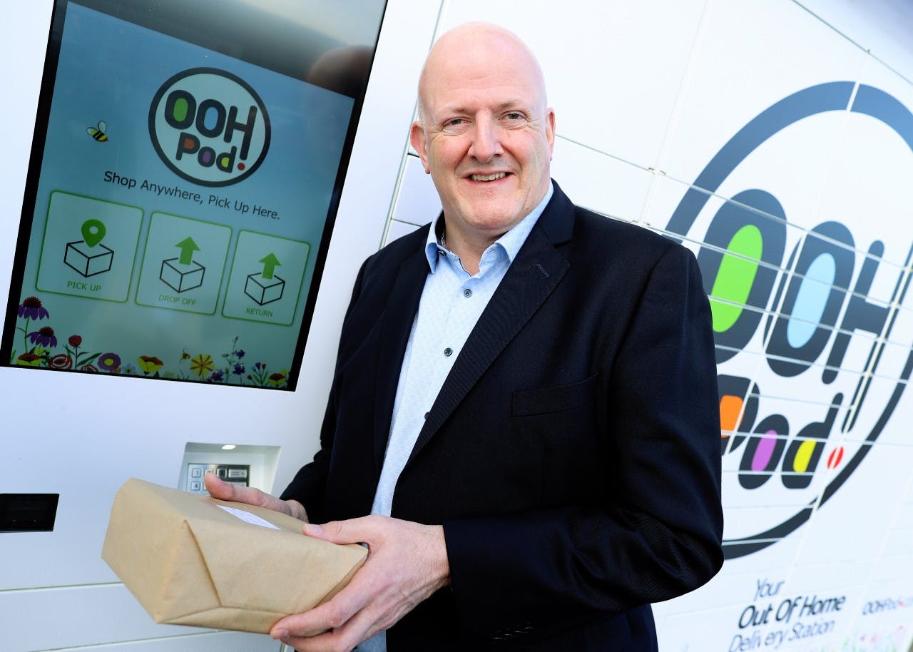 John Tuohy OOHPod at a Parcel Locker