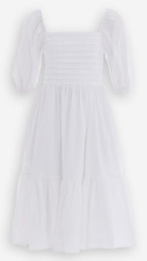 White Puff Sleeve Pleated Midi Dress from TK MAXX UK