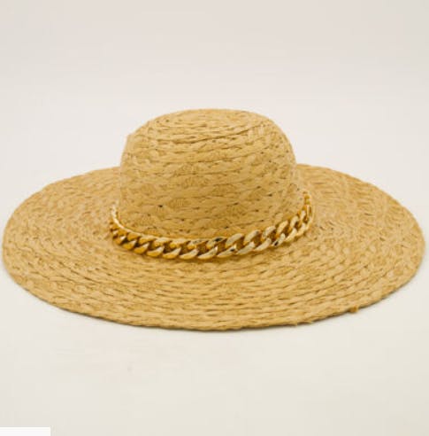 Natural Chain Strap Straw Hat FROM TK MAXX UK