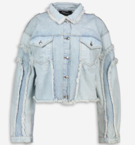 Blue Raw Edge Cropped Denim Jacket from tk maxx uk