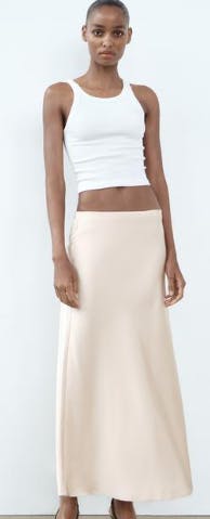 zara SATIN MIDI SKIRT