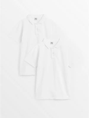 back to school unisex white polo shirt