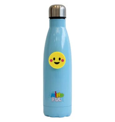 Mindful Collection Stainless Steel Bottle with Smiley Popper from the works uk