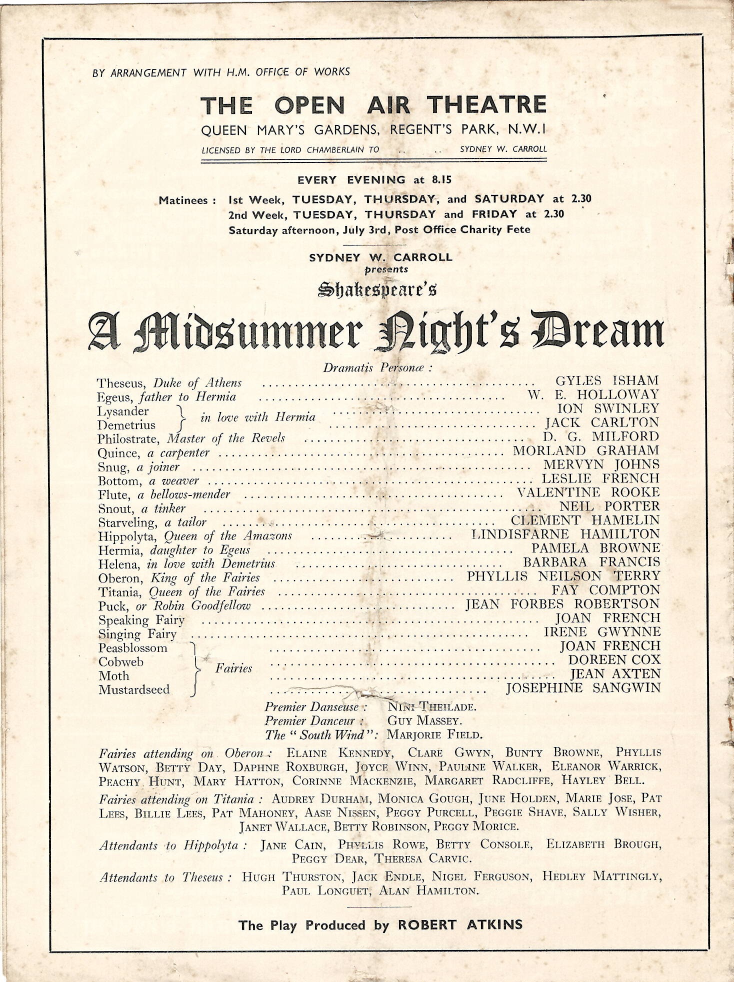 Valentine Rooke in A Midsummer Night's Dream