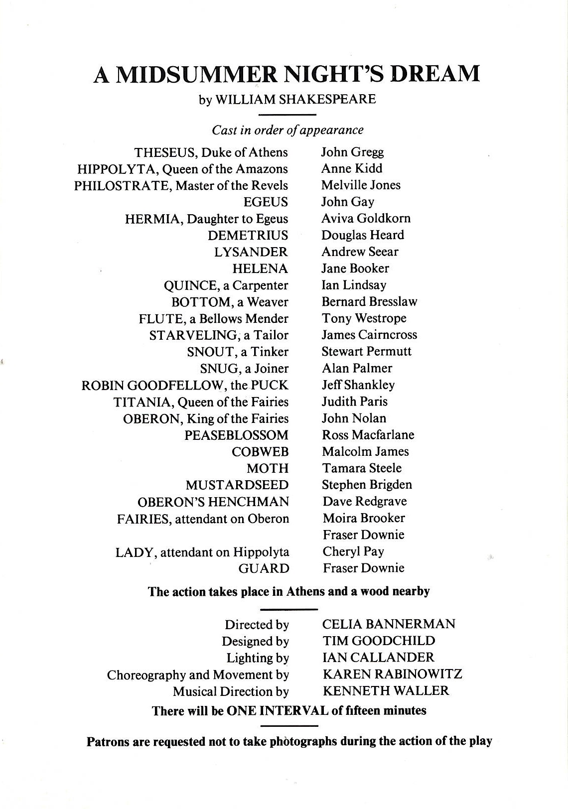 Tim Goodchild in A Midsummer Night's Dream