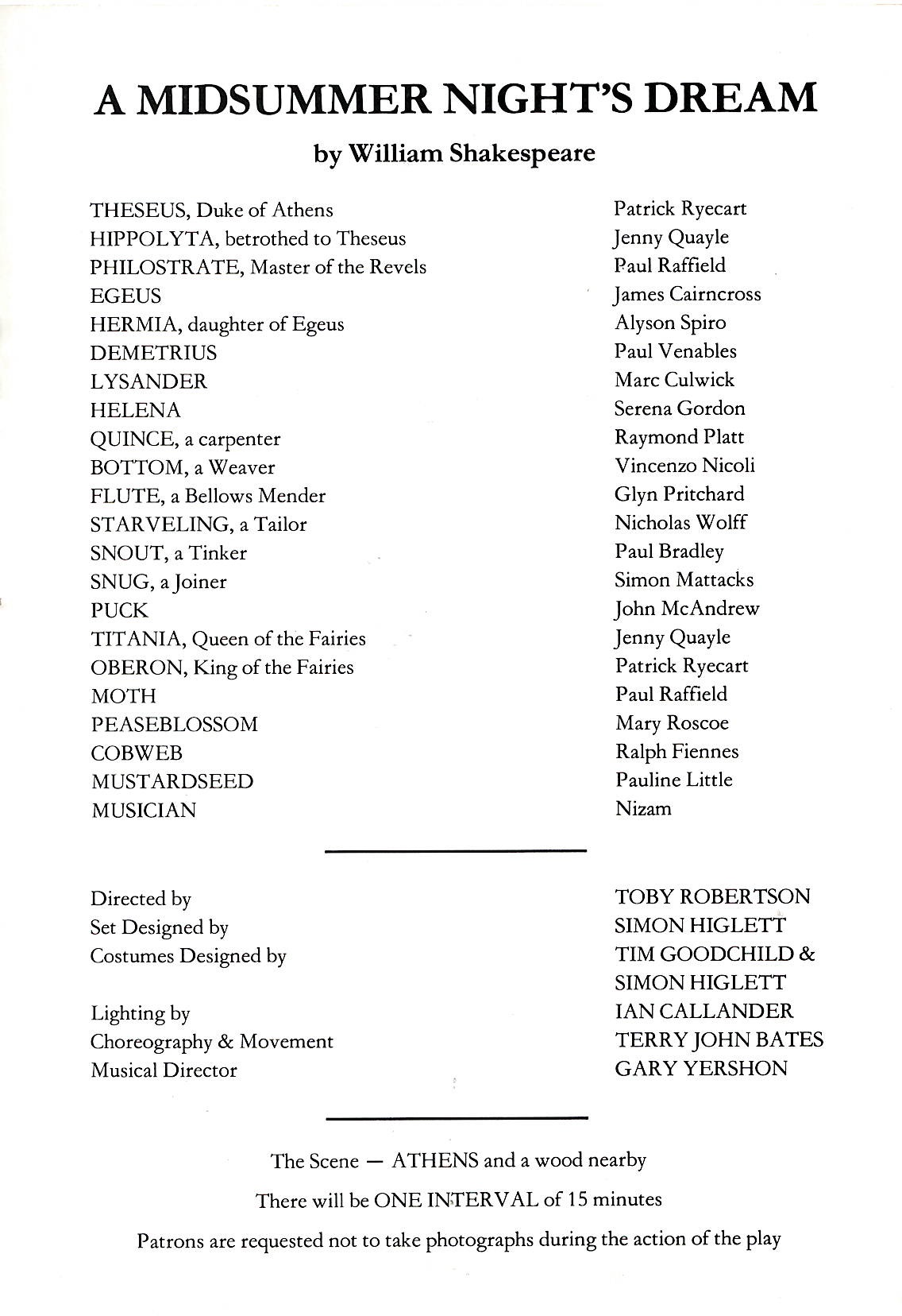 Tim Goodchild in A Midsummer Night's Dream