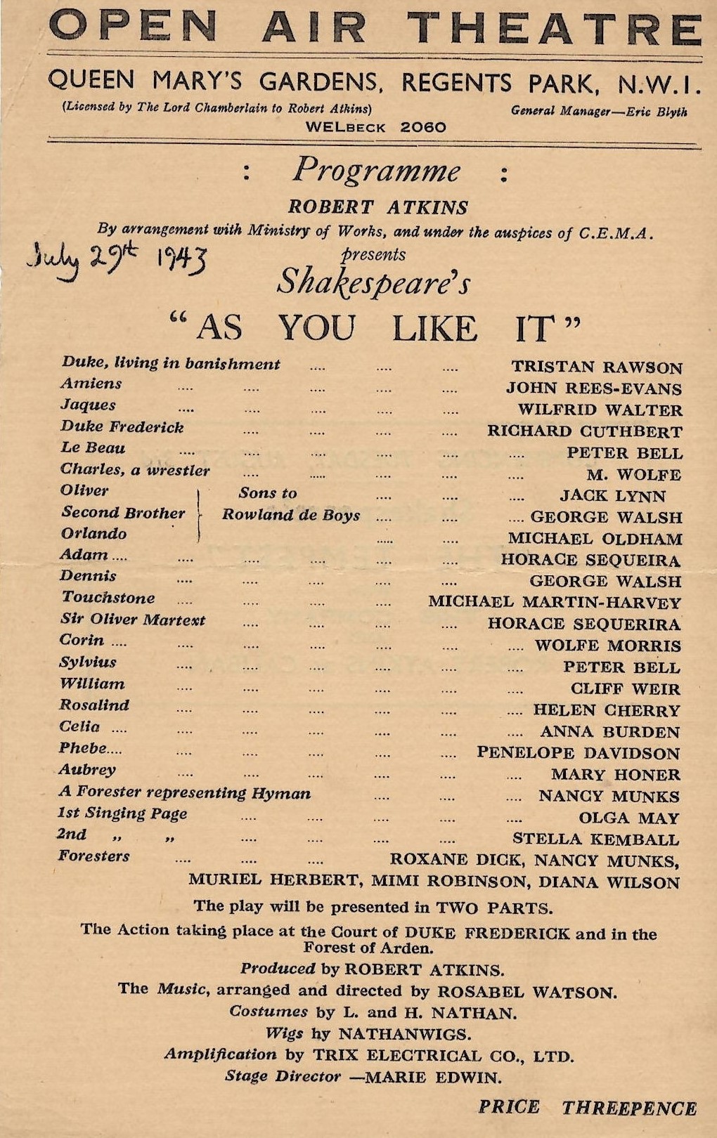 Michael Martin-Harvey in As You Like It
