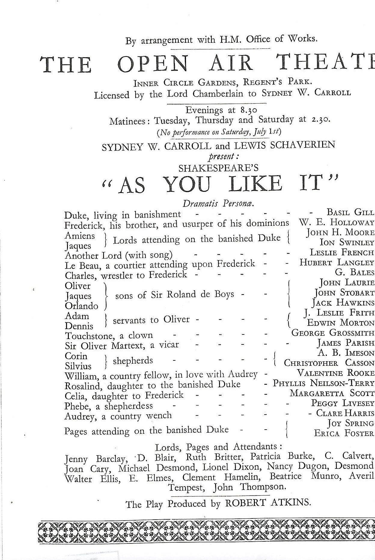 Valentine Rooke in As You Like It