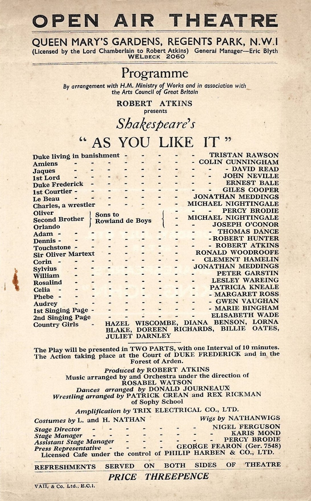 Robert Atkins in As You Like It