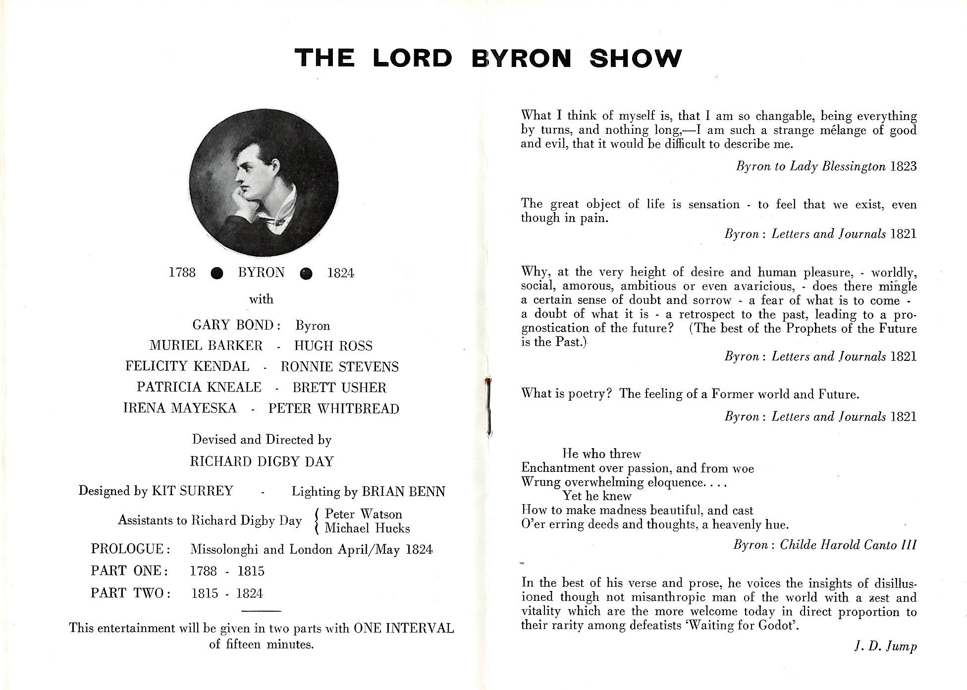 Peter Whitbread in The Lord Byron Show